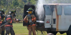 Vehicle fire extinguishment demonstration by Hillsboro Fire Protection District